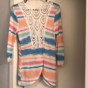 1/4 sleeve see through shirt